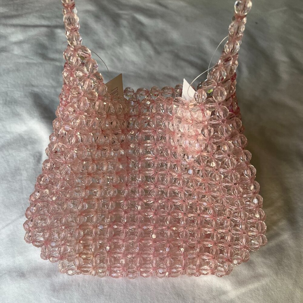 Beaded Shoulder Bag in Pretty Pink Sparkly Beads, NWT - Picture 1 of 8